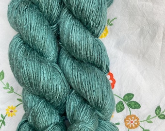 Silk Yarn Hand Dyed Worsted weight - Petrol Green