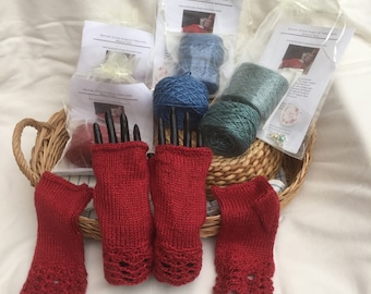 Mitts Kit - knit and crochet - choice of colours