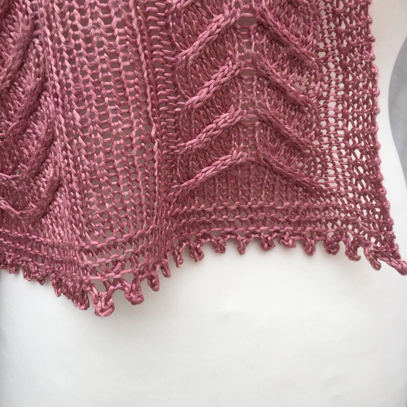 Knitting Shawl PATTERN Staghorn Cable Wrap worsted weight silk yarn choice of color ways. image 3
