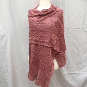 Knitting Shawl PATTERN Staghorn Cable Wrap worsted weight silk yarn choice of color ways. image 4