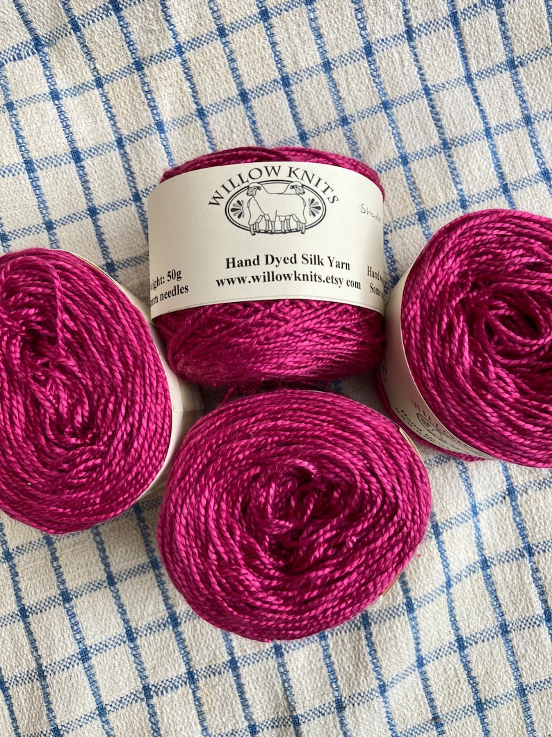 50g DK weight Silk Yarn Hand Dyed Blackcurrant image 2