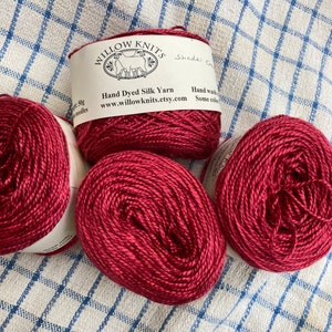 50g DK weight Silk Yarn Hand Dyed Cranberry image 2