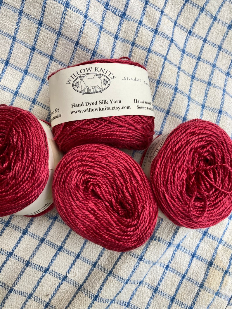 50g DK weight Silk Yarn Hand Dyed Cranberry image 2