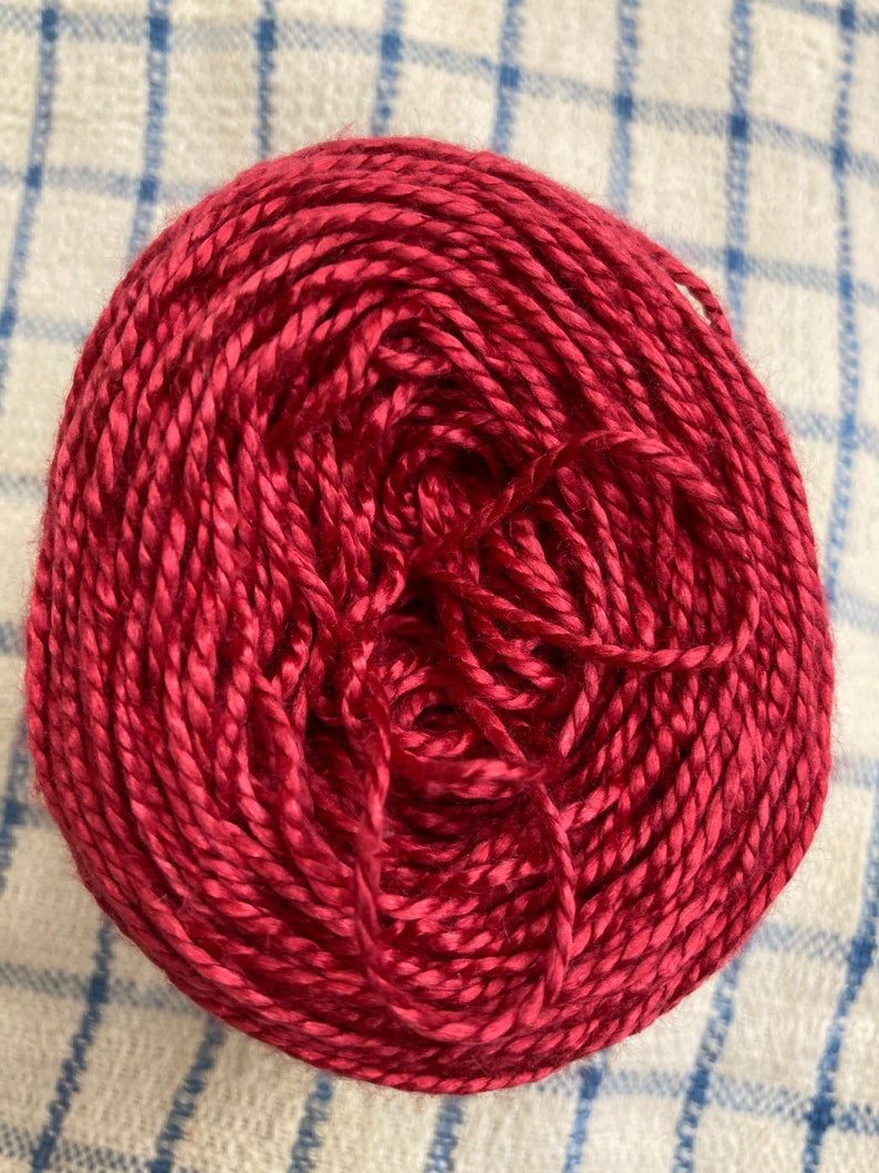 50g DK weight Silk Yarn Hand Dyed Cranberry image 1