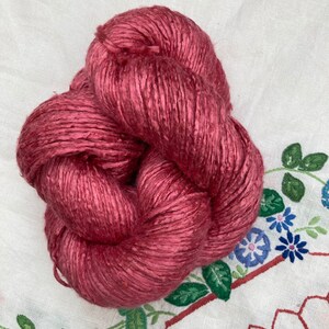 Silk Yarn Hand Dyed Worsted weight Tea Rose Pink image 2