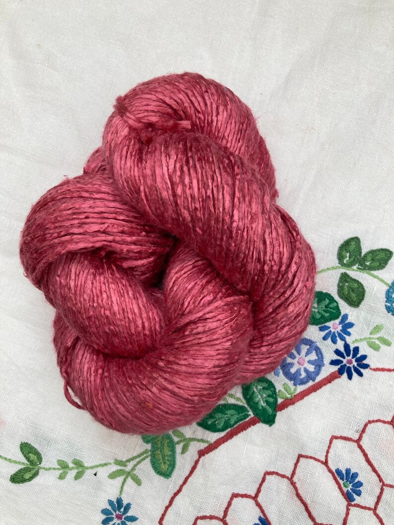 Silk Yarn Hand Dyed Worsted weight Tea Rose Pink image 2