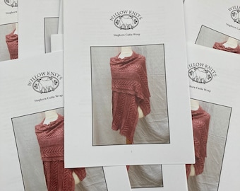 Knitting Shawl PATTERN - Staghorn Cable Wrap - worsted weight silk yarn - choice of color ways.