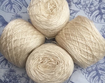 Silk Fingering 4ply weight Yarn Hand Dyed  - Natural Ivory