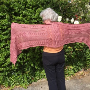 Knitting Shawl PATTERN Staghorn Cable Wrap worsted weight silk yarn choice of color ways. image 2