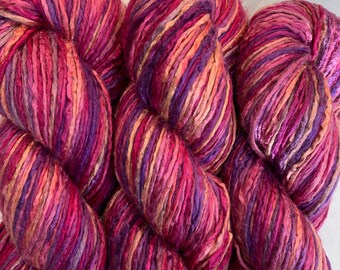 Silk Yarn Hand Dyed Worsted weight - Harlequin (8)