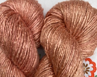 Silk Yarn - Hand Dyed Worsted weight - Shade: Amber Rose