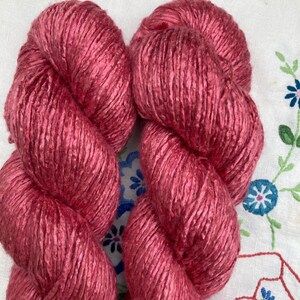 Silk Yarn Hand Dyed Worsted weight Tea Rose Pink image 1