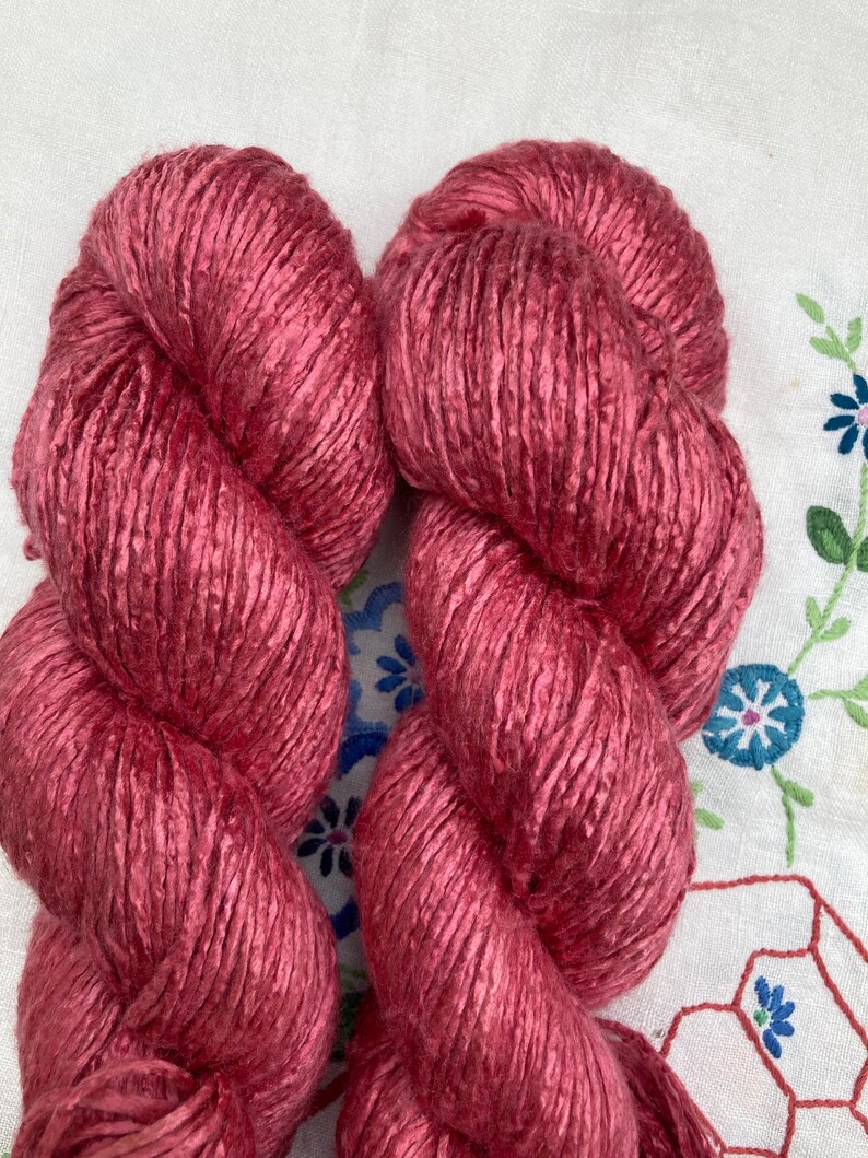 Silk Yarn Hand Dyed Worsted weight Tea Rose Pink image 1