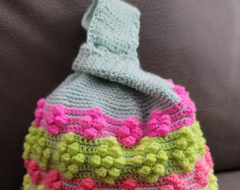 Bobbles and Stripes Crochet Japanese Yarn Bag (Digital Pattern Only)