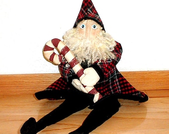 Easy Santa Pattern / European Santa Doll / Candy Cane Pattern / Primitive Christmas PDF / Instant Download