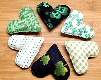 St. Patricks Day Decorations / Heart Ornaments / Black and Green Bowl Fillers / Holiday Decor / Wreath Attachments