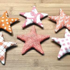 Handmade Halloween Stars - Fall Decor ,Set of 6  Primitive Ornaments, Wreath Embellishments