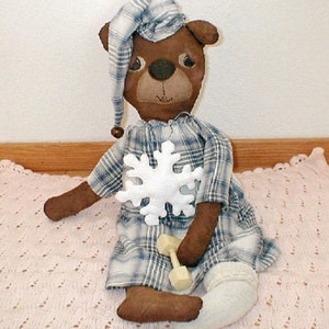 Christmas Bear & Snowflake Pattern, Instant Download PDF, Primitive Sewing Tutorial