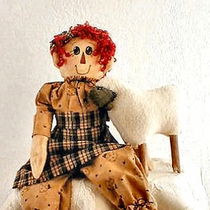 Adorable Farmhouse Sewing Pattern: Raggedy Doll and Sheep DIY, Instant PDF Download