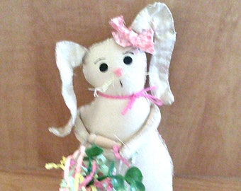 Easter Rabbit Doll / Primitive Easter Bunny Doll / Easter Rabbit Bowl Filler / Farmhouse Decorations / Wreath embellishment