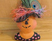 Halloween Pumpkin Girl Ornament Orange Bowl Fillers Fall Holiday Decorations