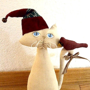 Adorable Christmas Cat and Bird PDF, Pattern for Crafting Enthusiasts