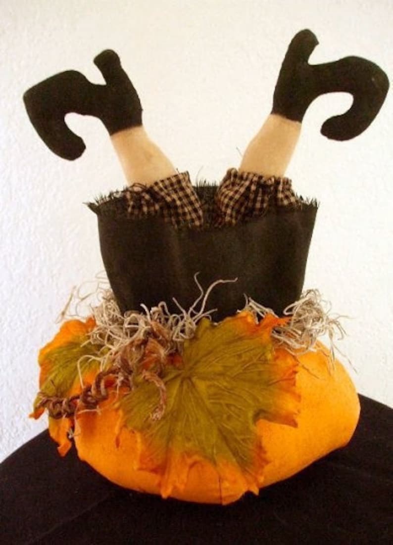 Halloween Witch Legs Sewing Pattern / Pumpkin Sewing Pattern / Instant Download / Witch Legs in Pumpkins image 1