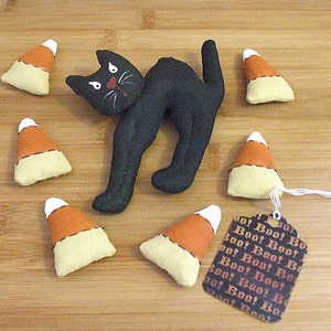 Halloween Cat Pattern / Candy Corn Bowl Fillers PDF / Primitive Sewing Pattern / E Pattern / Instant Download