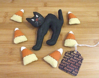 Halloween Cat Pattern / Candy Corn Bowl Fillers PDF / Primitive Sewing Pattern / E Pattern / Instant Download