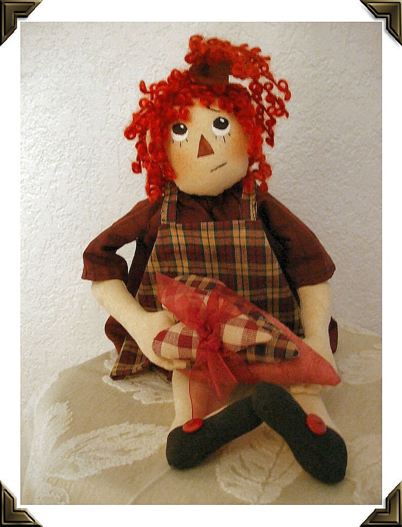 Primitive Raggedy Doll Pattern / Sewing Pattern / E Pattern / PDF Craft Pattern / Instant Download image 1