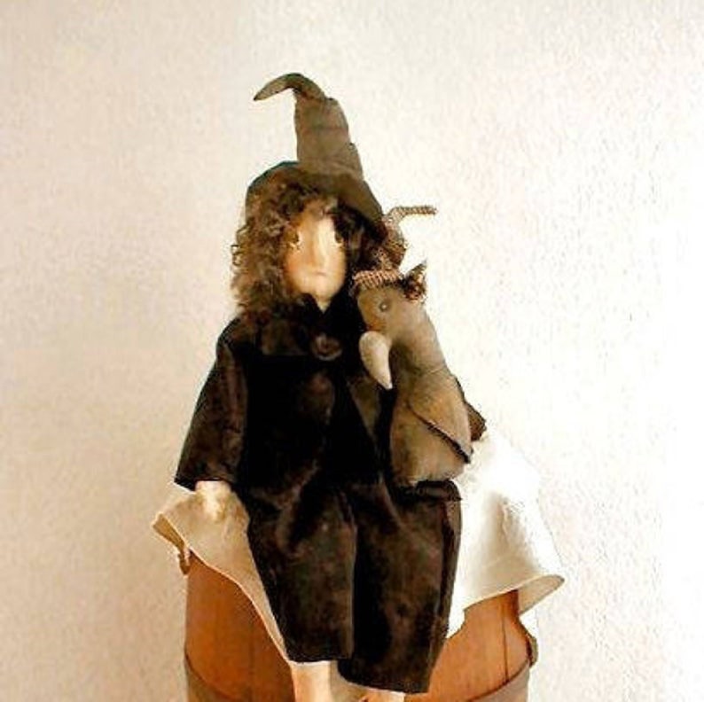 Halloween Witch and Crow Doll / Pinchlips Patootie Sewing Pattern / Primitive PDF / Instant Download image 6