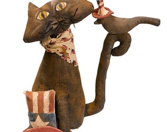 Primitive Patriotic Cat Doll / Sewing Pattern / Holiday PDF / Instant Download