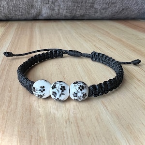 Adjustable Macrame and Bead Bracelet