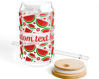 Sommer, Wassermelone, Trinkglas, für Sie, für Ihn, Mama-Geschenke, für Mädchen, für Jungen, Partyzubehör, individuell, Personalisierung, rote Tinte