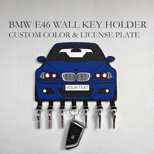 BMW E46 Schlüsselhalter-Aufhänger-Schlüsselhalter-Schlüsselhalter-benutzerdefinierte Farbe personalisiert - Wanddekor - Geschenk für ihn - Autoliebhaber-Garage-Autozubehör