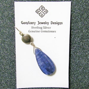 Sterling Silver Wire-Wrapped Natural KYANITE Teardrop Gemstone Pendant...Handmade USA
