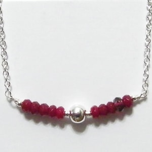 Sterling Silver Faceted Natural Ruby Gemstone Necklace...Handmade USA