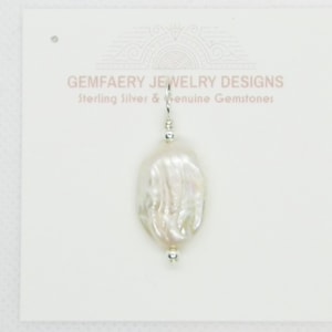 Sterling Silver Natural KESHI PEARL Gemstone Pendant...Handmade USA