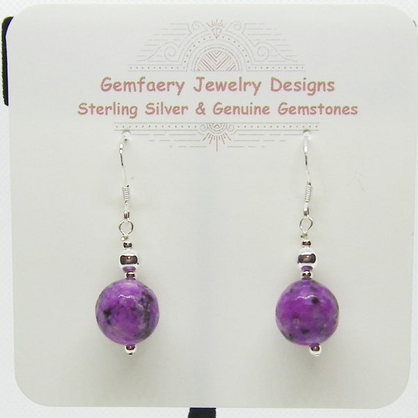 Sterling Silver Faceted Natural SUGILITE Gemstone Dangle Earrings #11...Handmade USA