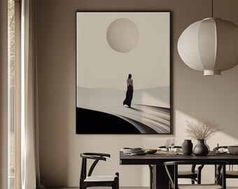Surreal Japandi Art Print, Abstract Organic Shapes (Digital Download)