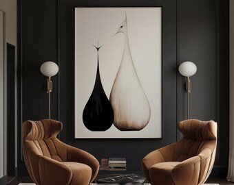 Surreal Japandi Art Print, Abstract Organic Shapes (Digital Download)