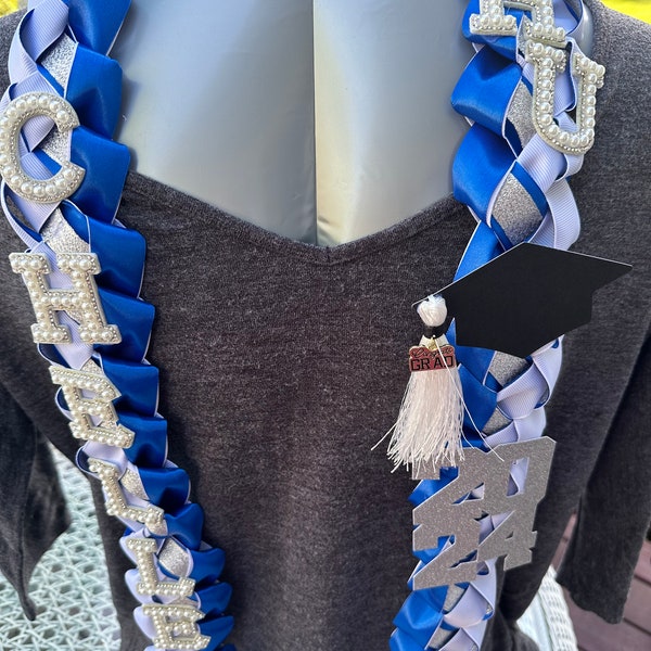 Custom Braided Graduation Stole/Lei, Birthdays, Bridal, Baby Shower, Quinceanera, Rhinestones, Special Occasions