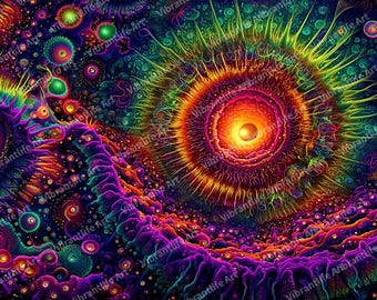 サイケデリックなタペストリー：蛍光フラクタルUVブラックライトアート