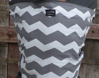 Baby Sling Wrap Carrier-ORGANIC COTTON Baby Wrap Sling Carrier-Gray Chevron on Gray-Newborn to Toddler-DvD Included