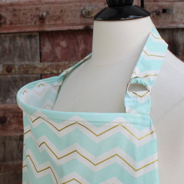 Beautiful Nursing Cover-Spa/Gold Chevron-Free Shipping When Purchased With A Wrap