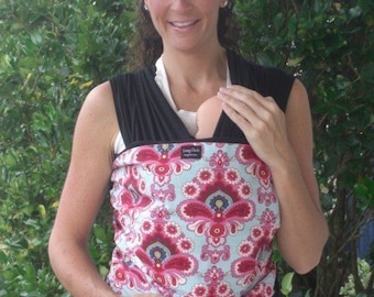 ORGANIC Cotton BABY WRAP Sling Carrier-Pink Wallpaper-DvD Included-One Size Fits All