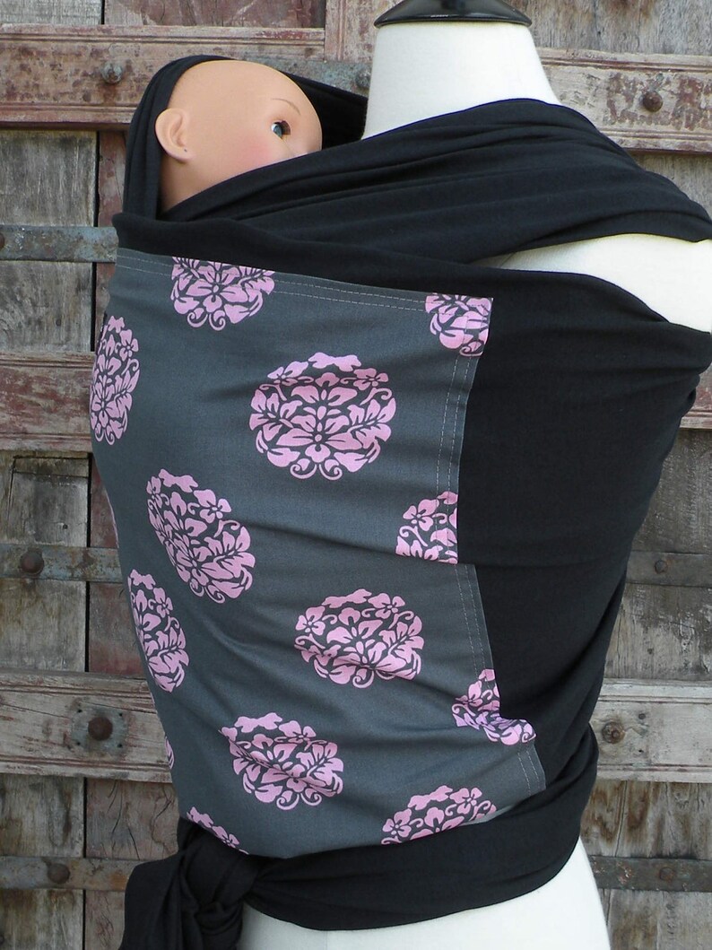ORGANIC COTTON Baby Wrap Sling Carriergray With Pink Blooms Etsy
