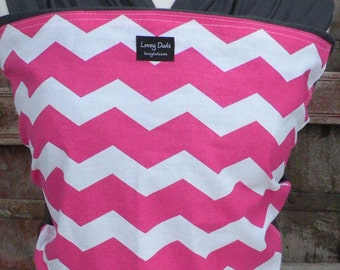 Baby Sling-ORGANIC COTTON Baby Wrap Sling Carrier-Pink Chevron on Gray-One Size Fits All-Newborn to Toddler-DvD Included