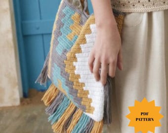 Boho Crochet Bag Pattern PDF: Ethnic Tassel Market Tote