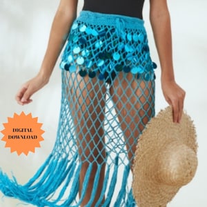 Sparkle Crochet Skirt Pattern PDF | Mesh Stitch Boho Skirt | Summer Sequin Skirt Crochet Tutorial | Digital Download – US Terms